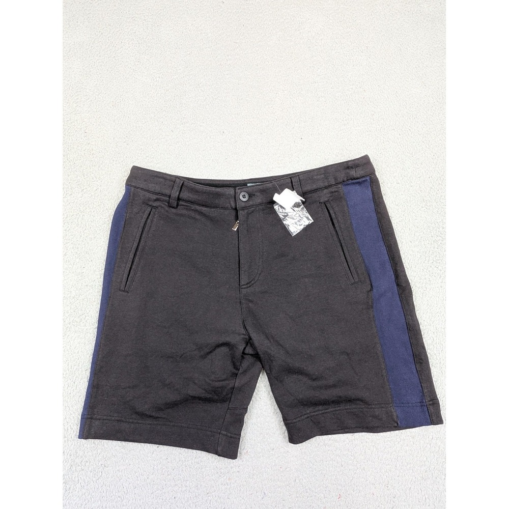 Gray Saks Fifth Avenue Shorts Mens XL Black Blue Side Stripe Zip Fly Pocket